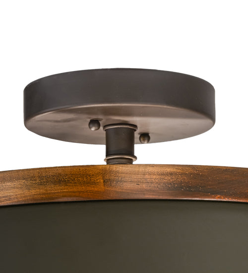 Meyda Lighting Cilindro 18" 4-Light Oil Rubbed Bronze & Copper Accents Reel Semi-flush Mount Light With White Statuario Idalight Shade