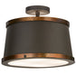 Meyda Lighting Cilindro 18" 4-Light Oil Rubbed Bronze & Copper Accents Reel Semi-flush Mount Light With White Statuario Idalight Shade