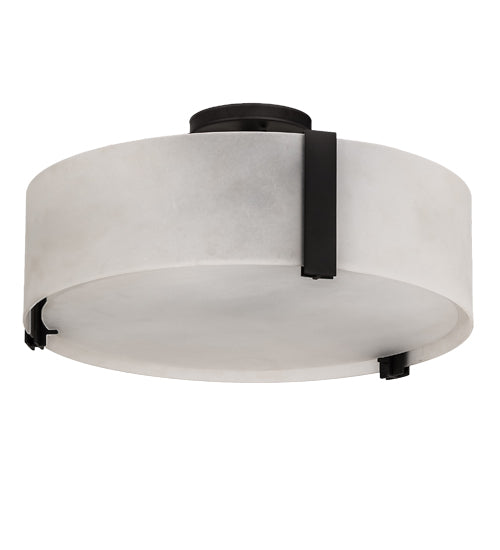 Meyda Lighting Cilindro 18" 4-Light Oil Rubbed Bronze Flush Mount Light With Frosted Clear Conrtrail Mist Shade