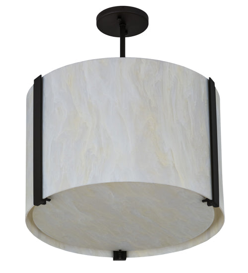 Meyda Lighting Cilindro 18" 4-Light Oil Rubbed Bronze Semi-flush Mount Light With Creme Carrare Idaight Shade Glass