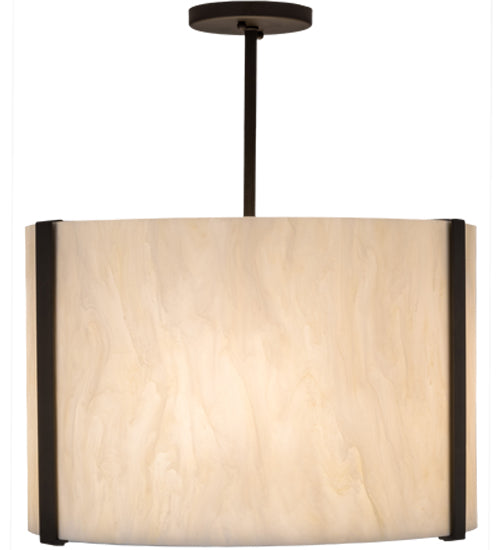 Meyda Lighting Cilindro 18" 4-Light Oil Rubbed Bronze Semi-flush Mount Light With Creme Carrare Idaight Shade Glass
