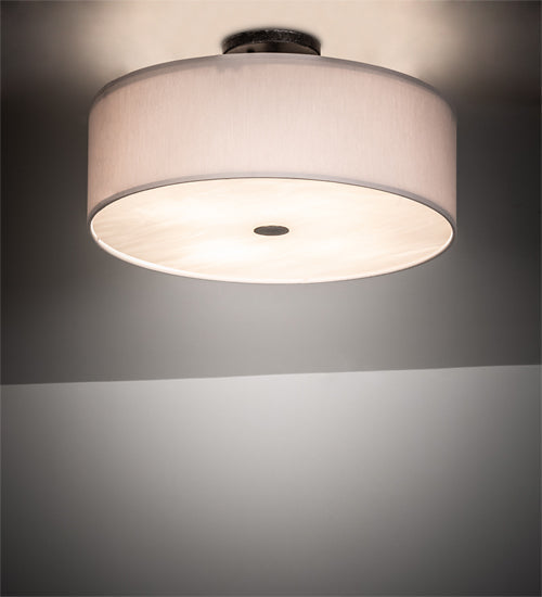 Meyda Lighting Cilindro 18" 4-Light Smoke Semi-flush Mount Light With White Textrene Shade