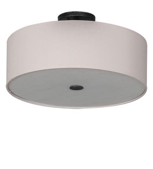 Meyda Lighting Cilindro 18" 4-Light Smoke Semi-flush Mount Light With White Textrene Shade