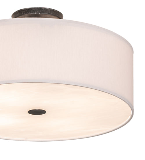 Meyda Lighting Cilindro 18" 4-Light Smoke Semi-flush Mount Light With White Textrene Shade