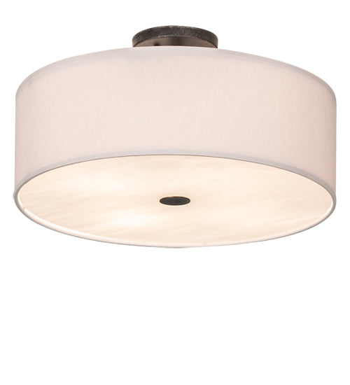 Meyda Lighting Cilindro 18" 4-Light Smoke Semi-flush Mount Light With White Textrene Shade