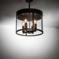 Meyda Lighting Cilindro 18" 4-Light Solar Black Campbell Pendant Light With Clear Shade Glass