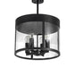 Meyda Lighting Cilindro 18" 4-Light Solar Black Campbell Pendant Light With Clear Shade Glass