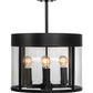 Meyda Lighting Cilindro 18" 4-Light Solar Black Campbell Pendant Light With Clear Shade Glass