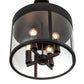 Meyda Lighting Cilindro 18" 4-Light Solar Black Campbell Pendant Light With Clear Shade Glass