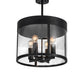 Meyda Lighting Cilindro 18" 4-Light Solar Black Campbell Pendant Light With Clear Shade Glass