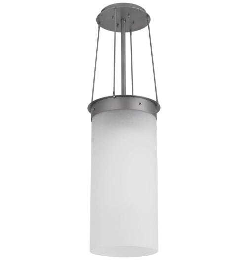 Meyda Lighting Cilindro 18" LED Nickel Lowell Pendant Light With White Frosted Statuario Idalight Shade Glass