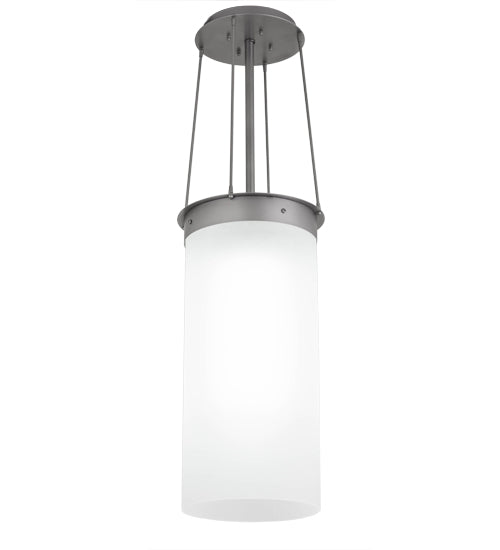 Meyda Lighting Cilindro 18" LED Nickel Lowell Pendant Light With White Frosted Statuario Idalight Shade Glass