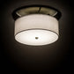 Meyda Lighting Cilindro 18" LED Nickel Presidio Flush Mount Light With Beige & White Oyster Textrene Shade