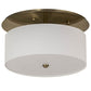 Meyda Lighting Cilindro 18" LED Nickel Presidio Flush Mount Light With Beige & White Oyster Textrene Shade