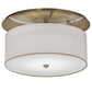 Meyda Lighting Cilindro 18" LED Nickel Presidio Flush Mount Light With Beige & White Oyster Textrene Shade