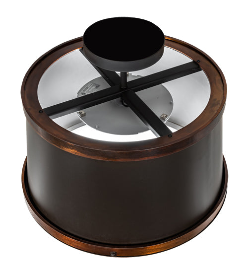 Meyda Lighting Cilindro 18" LED Oil Rubbed Bronze & Vintage Copper Semi-flush Mount Light With White Statuario Idalight Shade