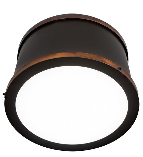 Meyda Lighting Cilindro 18" LED Oil Rubbed Bronze & Vintage Copper Semi-flush Mount Light With White Statuario Idalight Shade