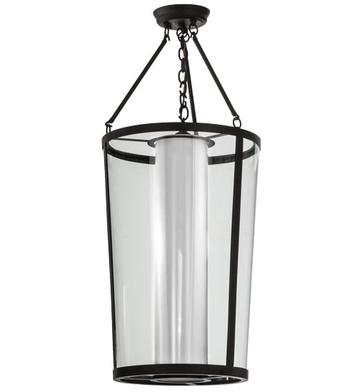Meyda Lighting Cilindro 18" Oil Rubbed Bronze Tapered Semi-flush Mount Ceiling Light With Crystal Idalight Shade Glass