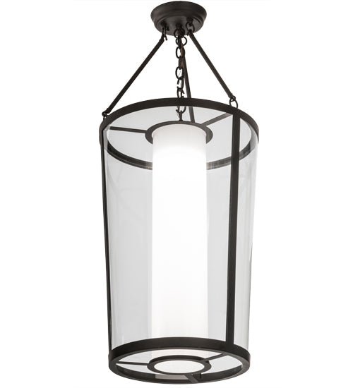 Meyda Lighting Cilindro 18" Oil Rubbed Bronze Tapered Semi-flush Mount Ceiling Light With Crystal Idalight Shade Glass