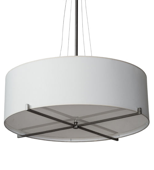 Meyda Lighting Cilindro 182734 36" 4-Light Brushed Nickel Structure Pendant Light With White Textrene & Statuario Idalight Shade