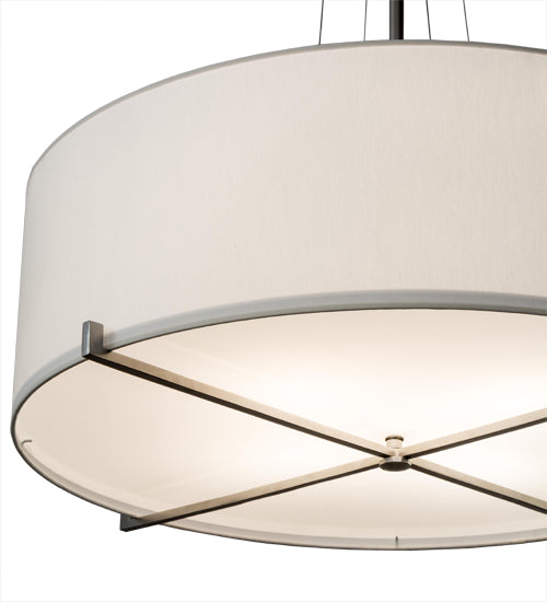 Meyda Lighting Cilindro 182734 36" 4-Light Brushed Nickel Structure Pendant Light With White Textrene & Statuario Idalight Shade