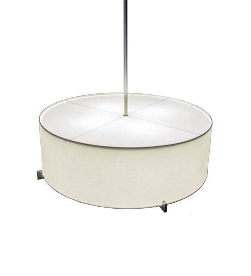 Meyda Lighting Cilindro 185008 36" 4-Light Brushed Nickel Structure Pendant Light With White Textrene & Statuario Idalight Shade
