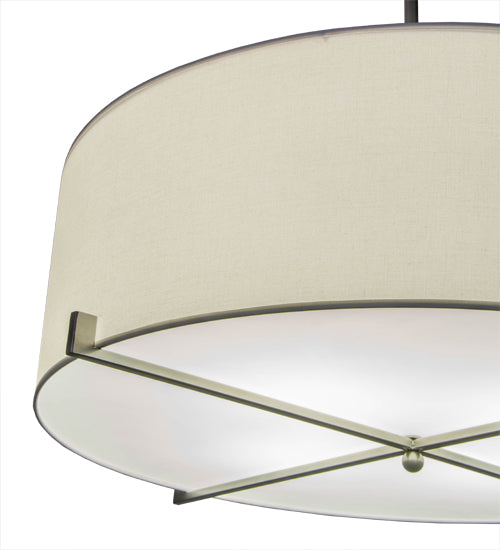 Meyda Lighting Cilindro 185008 36" 4-Light Brushed Nickel Structure Pendant Light With White Textrene & Statuario Idalight Shade