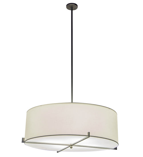Meyda Lighting Cilindro 185008 36" 4-Light Brushed Nickel Structure Pendant Light With White Textrene & Statuario Idalight Shade