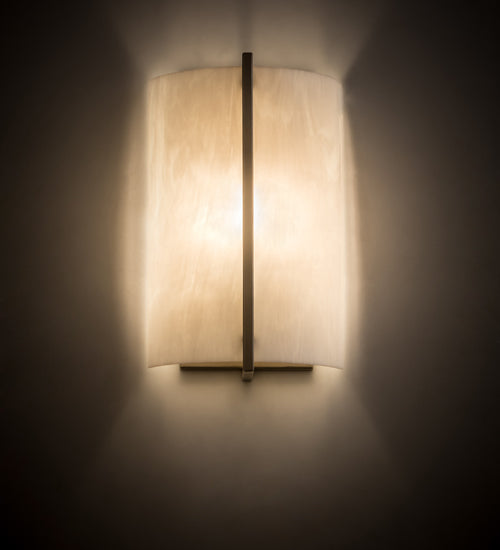 Meyda Lighting Cilindro 187824 9" Champagne Metallic Burbank Wall Sconce With White Art Shade Glass