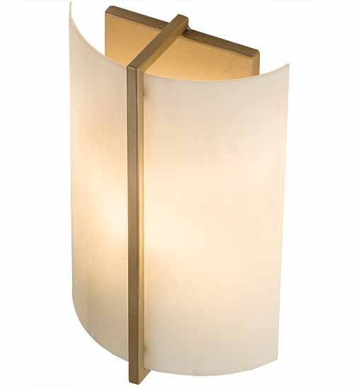 Meyda Lighting Cilindro 187824 9" Champagne Metallic Burbank Wall Sconce With White Art Shade Glass