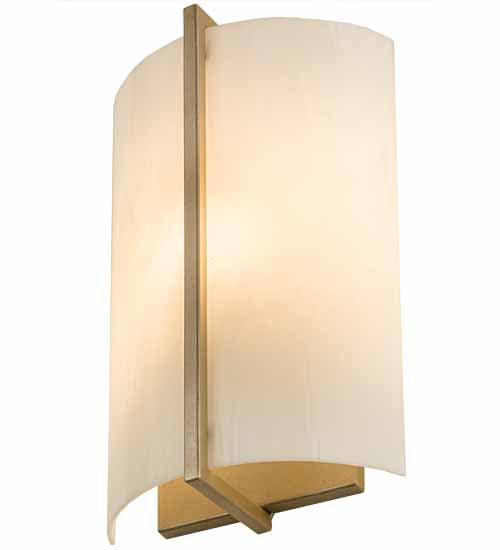 Meyda Lighting Cilindro 187824 9" Champagne Metallic Burbank Wall Sconce With White Art Shade Glass