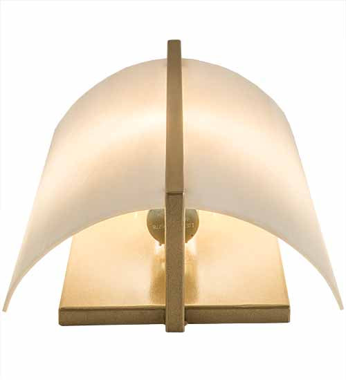 Meyda Lighting Cilindro 187824 9" Champagne Metallic Burbank Wall Sconce With White Art Shade Glass