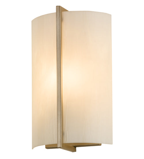 Meyda Lighting Cilindro 187824 9" Champagne Metallic Burbank Wall Sconce With White Art Shade Glass