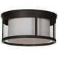 Meyda Lighting Cilindro 19" 3-Light Oil Rubbed Bronze Campbell Flush Mount Light With White Statuario Idalight And Clear Shade Glass