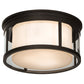 Meyda Lighting Cilindro 19" 3-Light Oil Rubbed Bronze Campbell Flush Mount Light With White Statuario Idalight And Clear Shade Glass