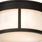 Meyda Lighting Cilindro 19" 3-Light Oil Rubbed Bronze Campbell Flush Mount Light With White Statuario Idalight And Clear Shade Glass