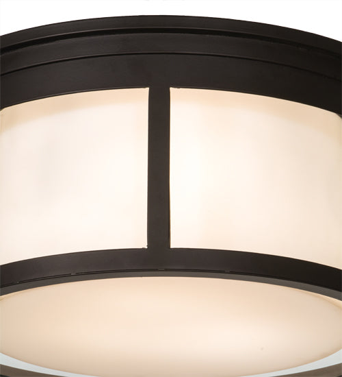 Meyda Lighting Cilindro 19" 3-Light Oil Rubbed Bronze Campbell Flush Mount Light With White Statuario Idalight And Clear Shade Glass