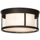 Meyda Lighting Cilindro 19" 3-Light Oil Rubbed Bronze Campbell Flush Mount Light With White Statuario Idalight And Clear Shade Glass