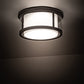 Meyda Lighting Cilindro 19" 3-Light Oil Rubbed Bronze Campbell Flush Mount Light With White Statuario Idalight & Clear Shade Glass