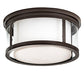 Meyda Lighting Cilindro 19" 3-Light Oil Rubbed Bronze Campbell Flush Mount Light With White Statuario Idalight & Clear Shade Glass