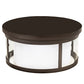 Meyda Lighting Cilindro 19" 3-Light Oil Rubbed Bronze Campbell Flush Mount Light With White Statuario Idalight & Clear Shade Glass