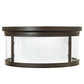 Meyda Lighting Cilindro 19" 3-Light Oil Rubbed Bronze Campbell Flush Mount Light With White Statuario Idalight & Clear Shade Glass