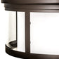 Meyda Lighting Cilindro 19" 3-Light Oil Rubbed Bronze Campbell Flush Mount Light With White Statuario Idalight & Clear Shade Glass