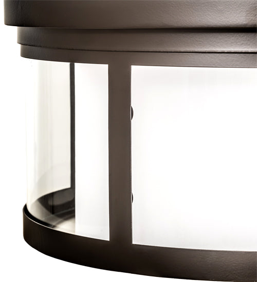 Meyda Lighting Cilindro 19" 3-Light Oil Rubbed Bronze Campbell Flush Mount Light With White Statuario Idalight & Clear Shade Glass