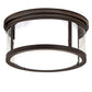 Meyda Lighting Cilindro 19" 3-Light Oil Rubbed Bronze Campbell Flush Mount Light With White Statuario Idalight & Clear Shade Glass