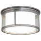 Meyda Lighting Cilindro 19" 3-Light Silver Steel Campbell Flush Mount Light With Clear & White Shade Glass