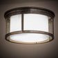 Meyda Lighting Cilindro 19" 3-Light Silver Steel Flush Mount Light With Clear & White Shade Glass