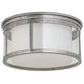 Meyda Lighting Cilindro 19" 3-Light Silver Steel Flush Mount Light With Clear & White Shade Glass
