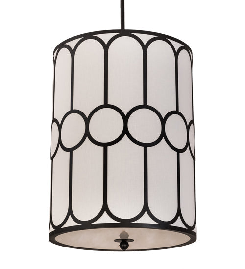 Meyda Lighting Cilindro 196023 30" 6-Light Textured Black Homer Pendant Light With White Textrene & Statuario Idalight Shade