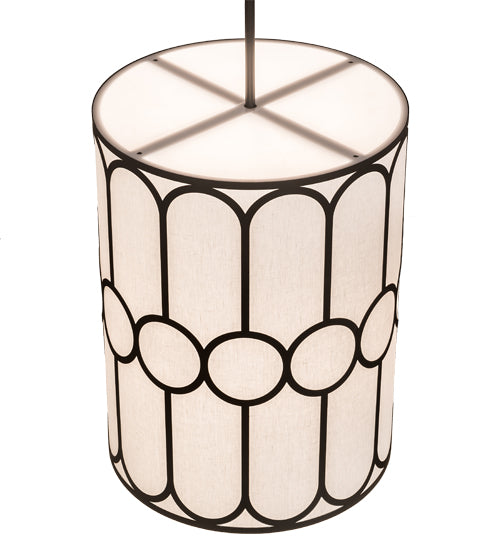 Meyda Lighting Cilindro 196023 30" 6-Light Textured Black Homer Pendant Light With White Textrene & Statuario Idalight Shade